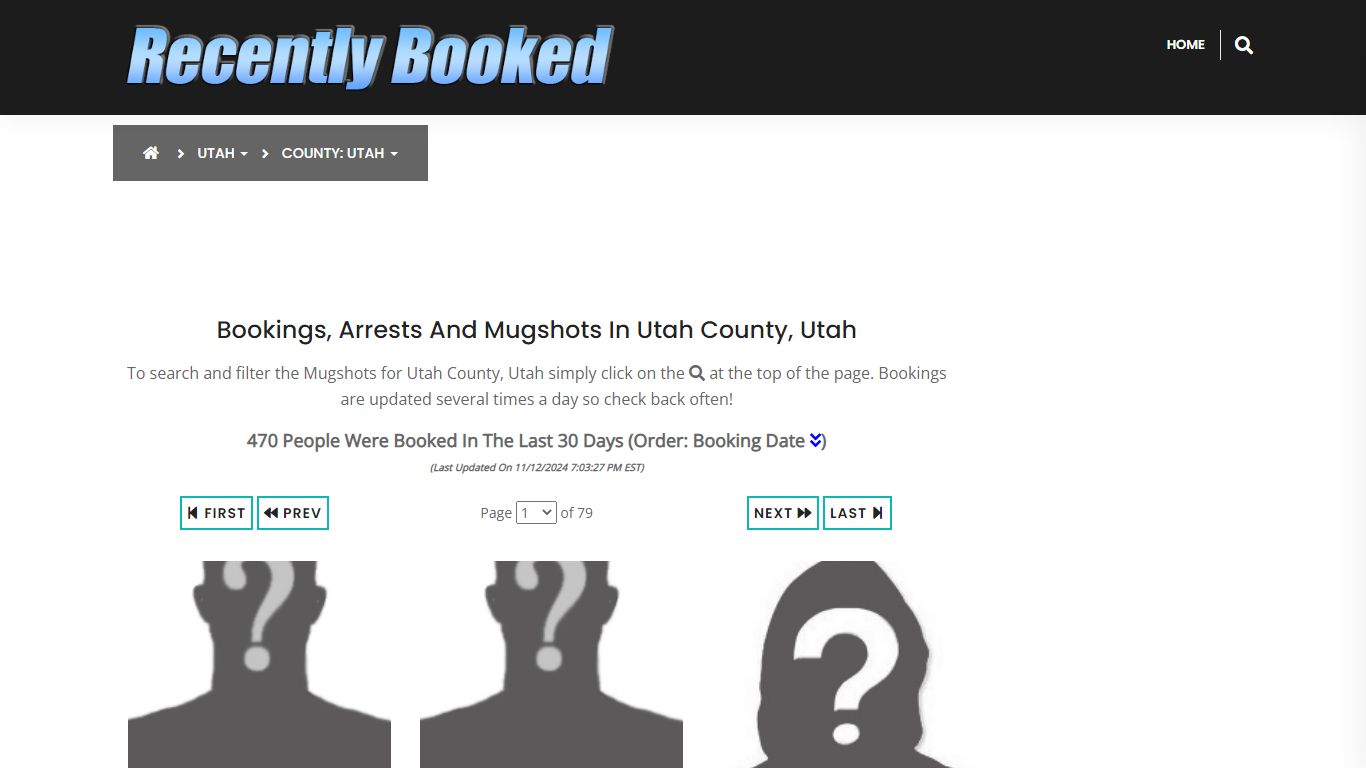 Bookings, Arrests and Mugshots in Utah County, Utah - Recently Booked