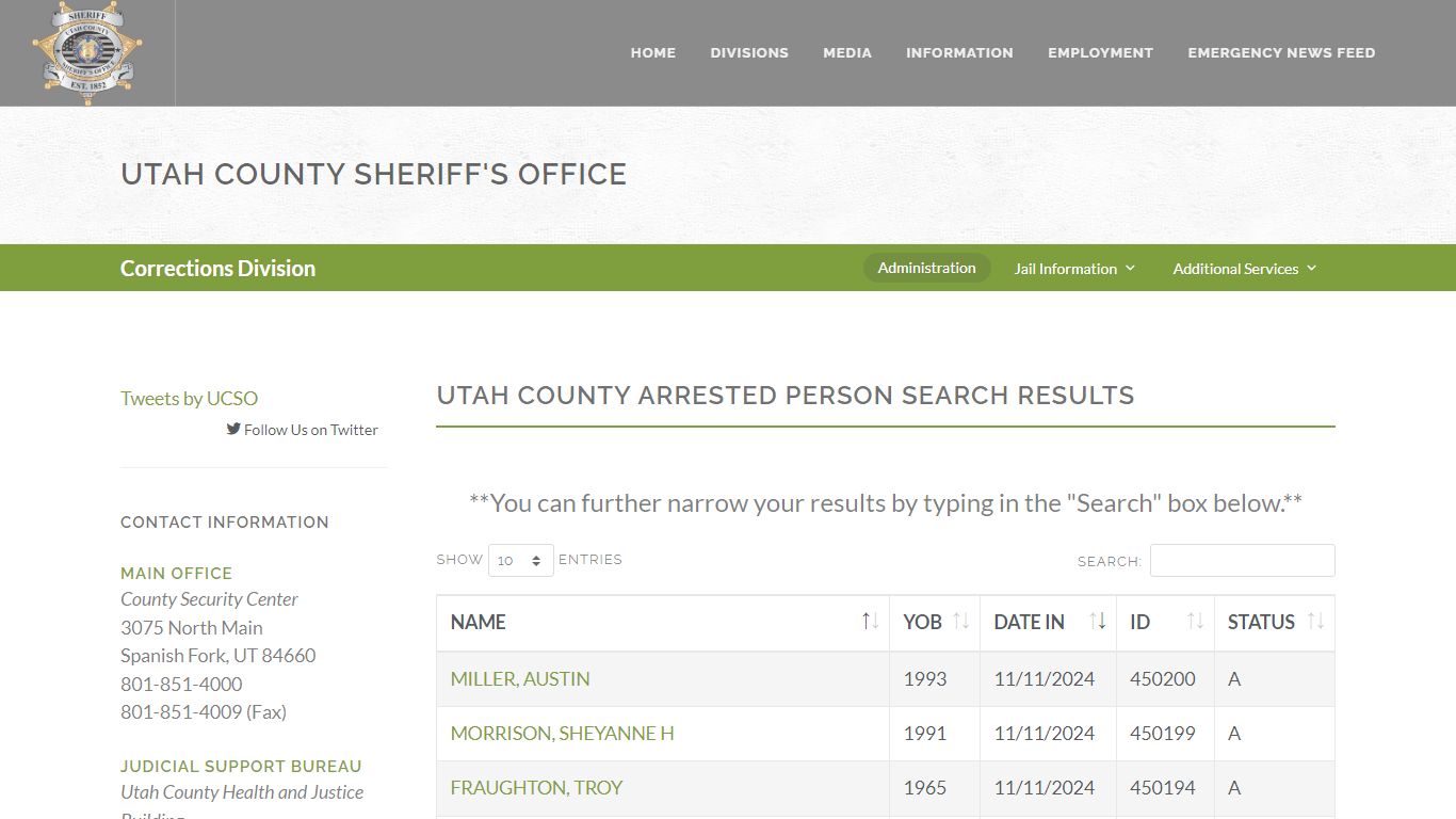 Utah County Sheriff's Office Inmate Search