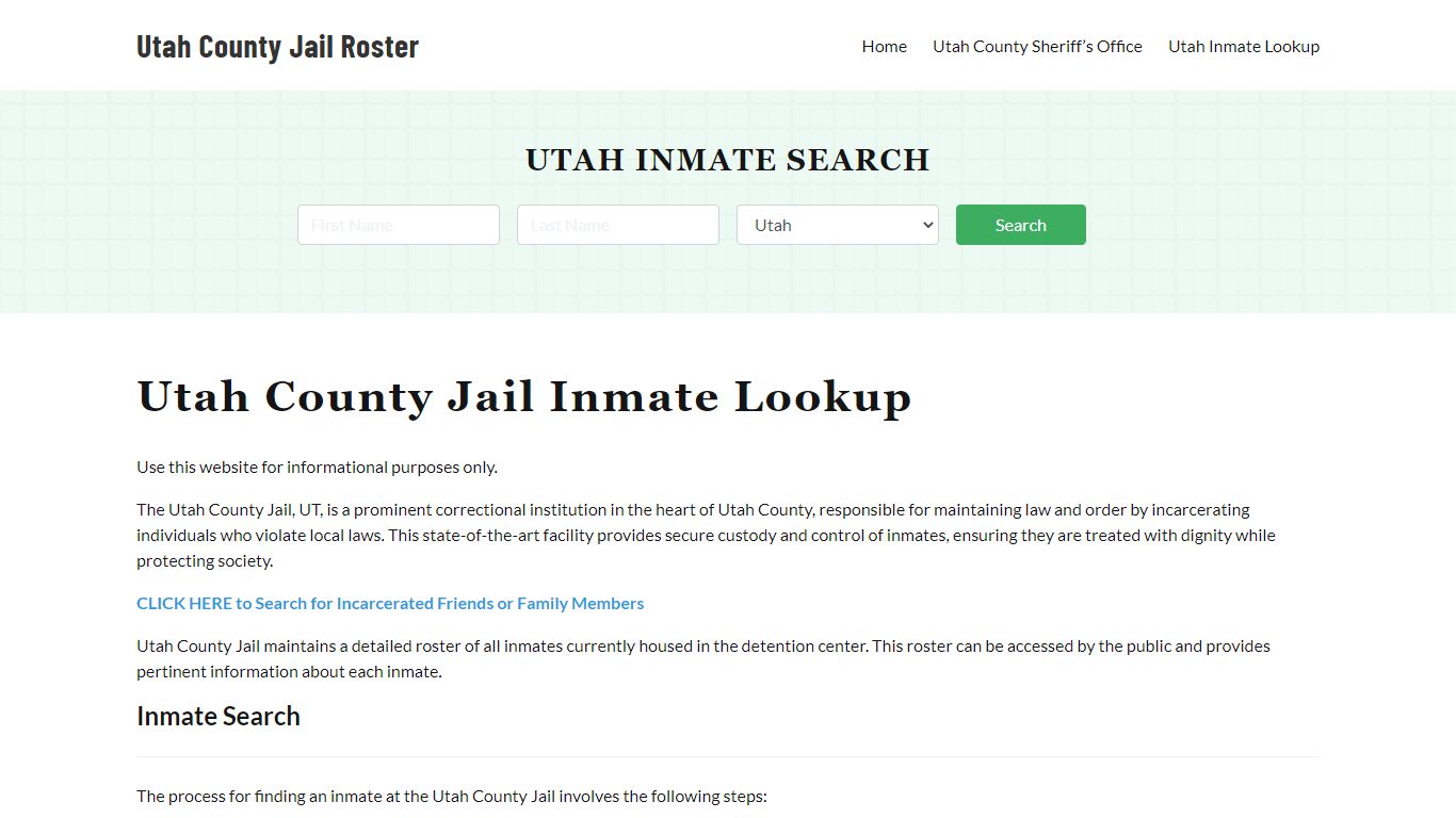 Utah County Jail Roster Lookup, UT, Inmate Search